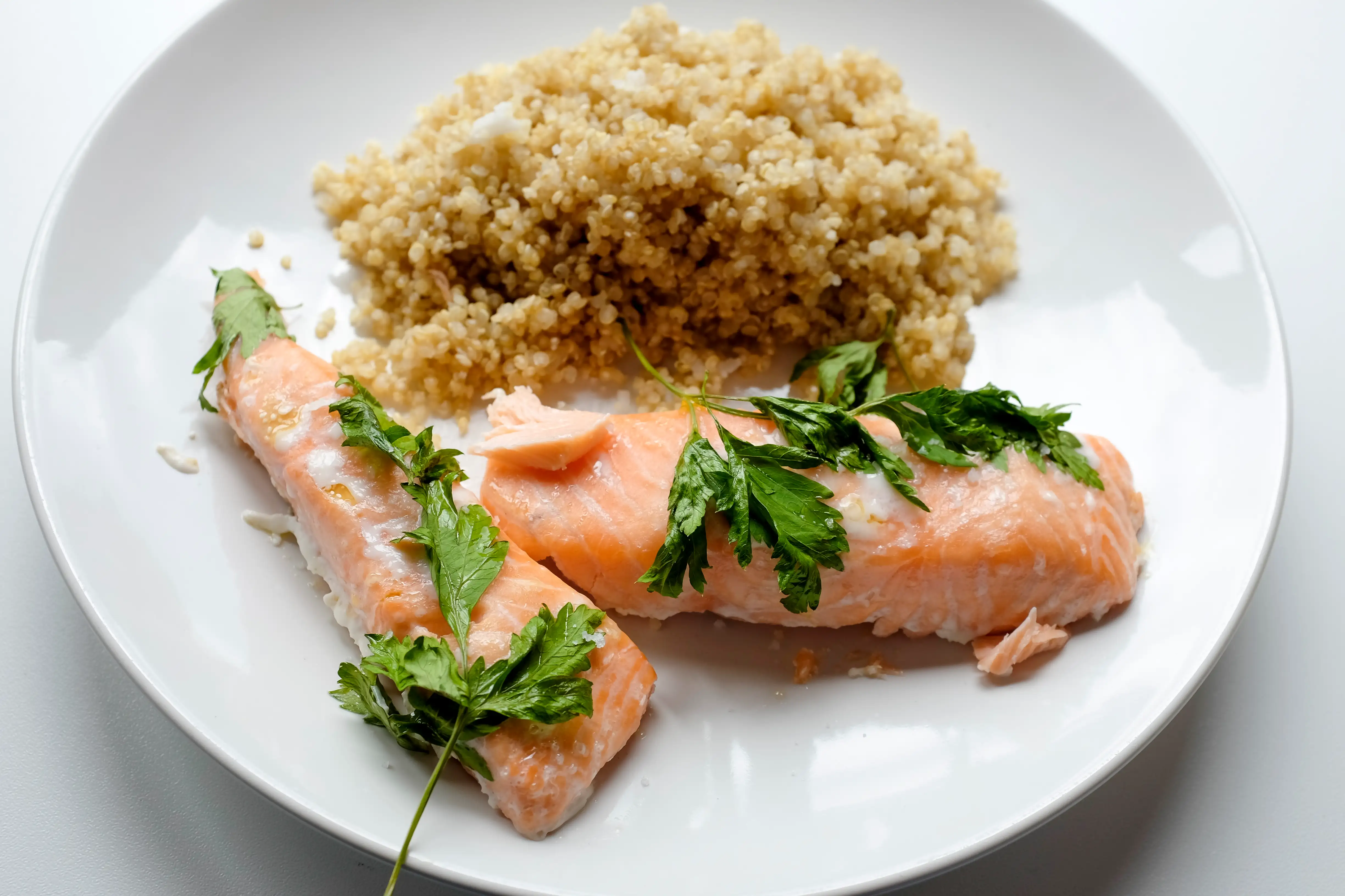 Plate of salmon with quinoa
