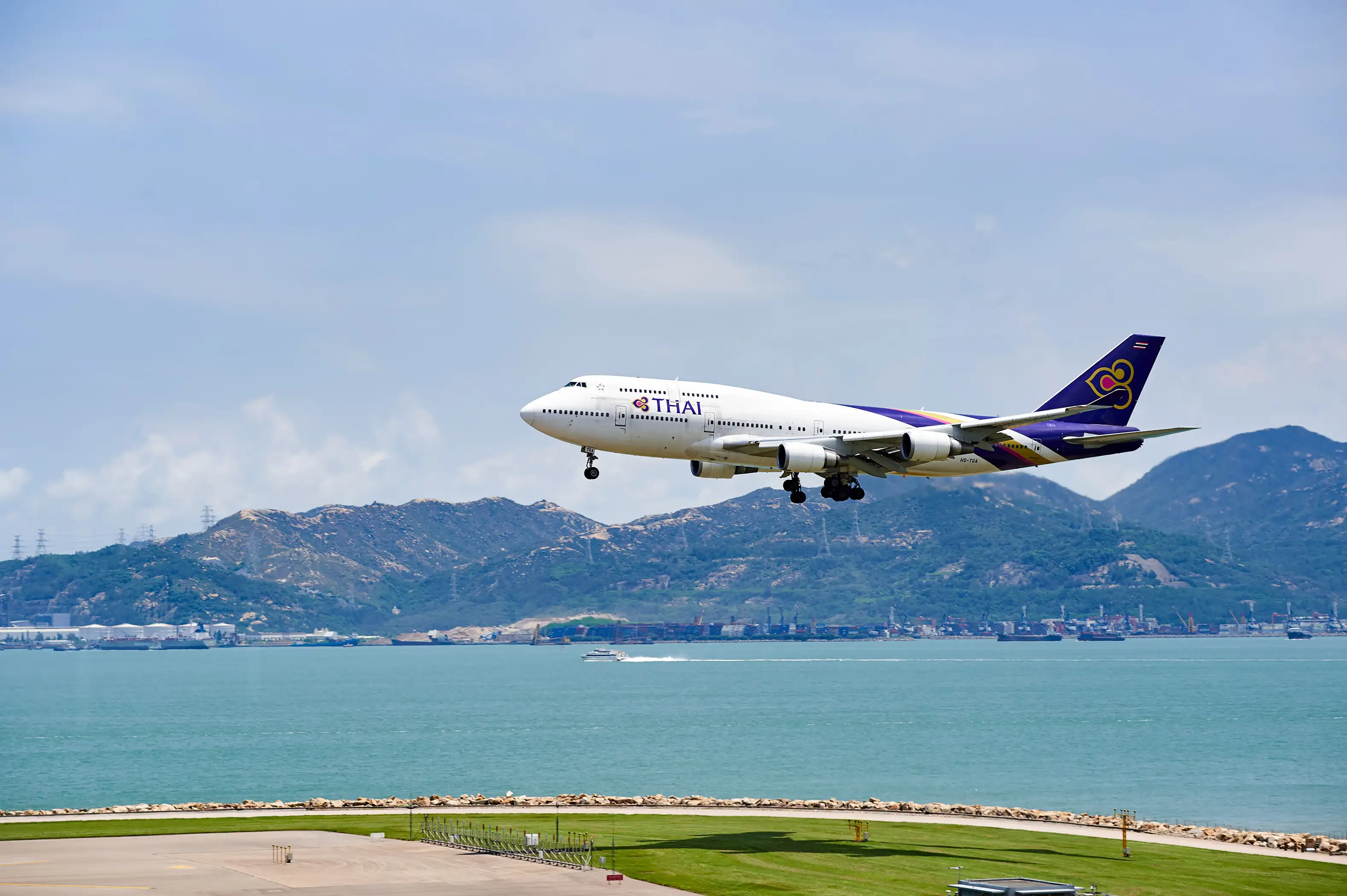 THAI aircraft landing at Hong Kong airport, June 4, 2015