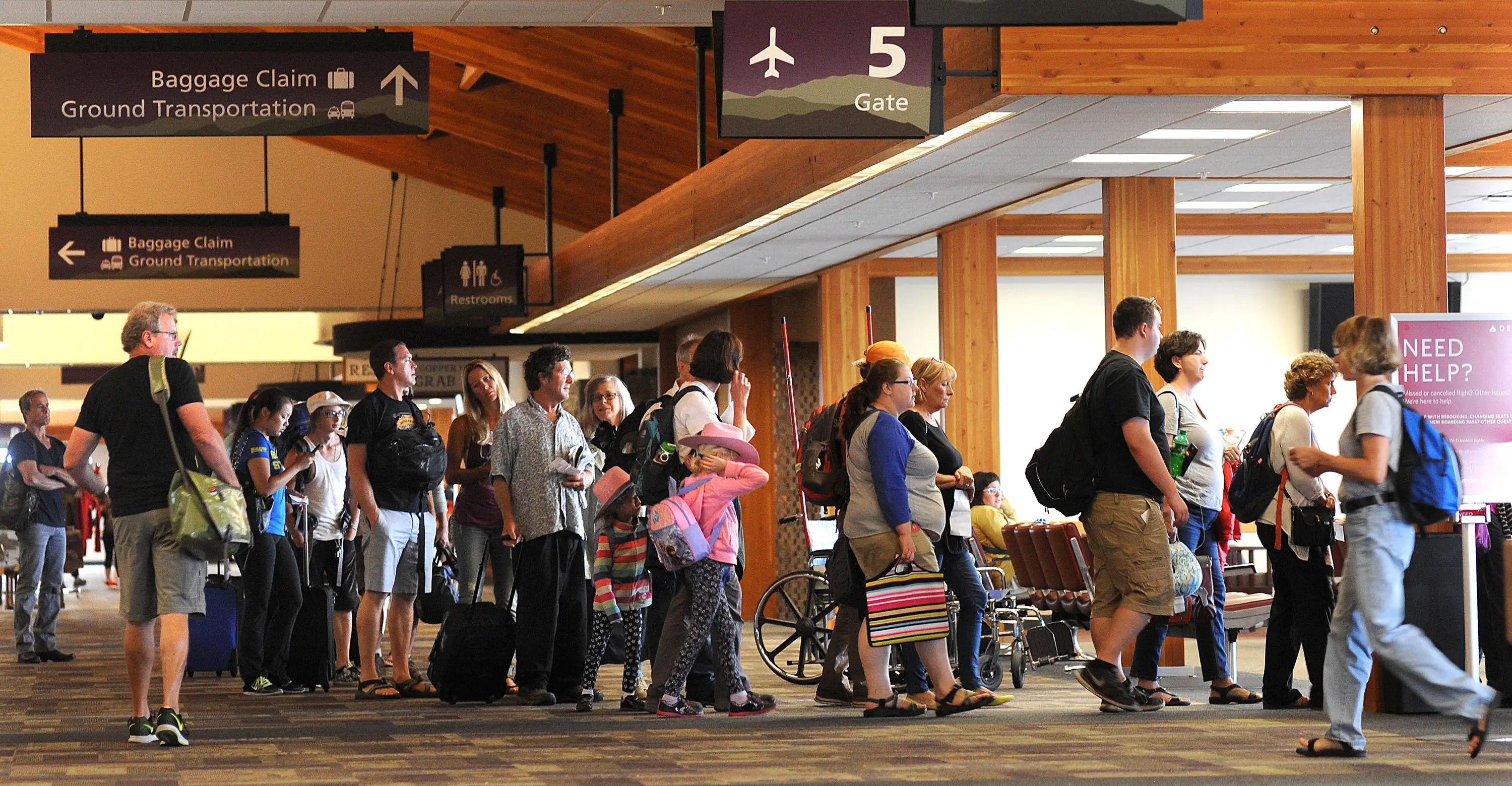 Passengers at Bozeman terminal