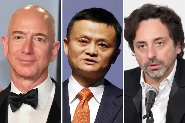 (left to right) Jeff Bezos, Jack Ma, Sergey Brin
