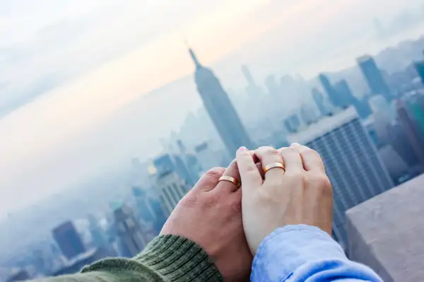 Hands of a married couple in New York City
