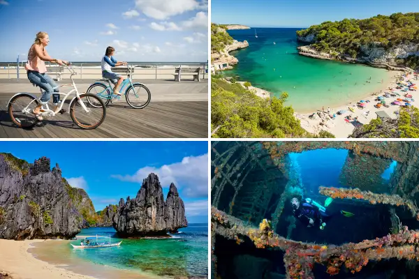 (clockwise from top left) Asbury Park, New Jersey; Mallorca, Spain; Pompano Beach, Florida; El Nino, Philippines