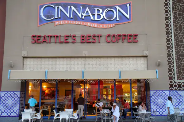 Dubai Deira Al Rigga Al Ghurair Centre shopping mall Bilingual Signs Cinnabon, Seattle's Best Coffee