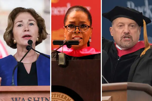 (left to right) Anne-Marie Slaughter, Oprah Winfrey and Jim Cramer