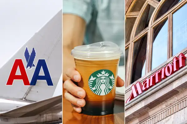 American Airlines, Starbucks, Marriott hotel