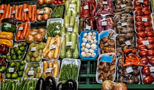 Vegetables on display