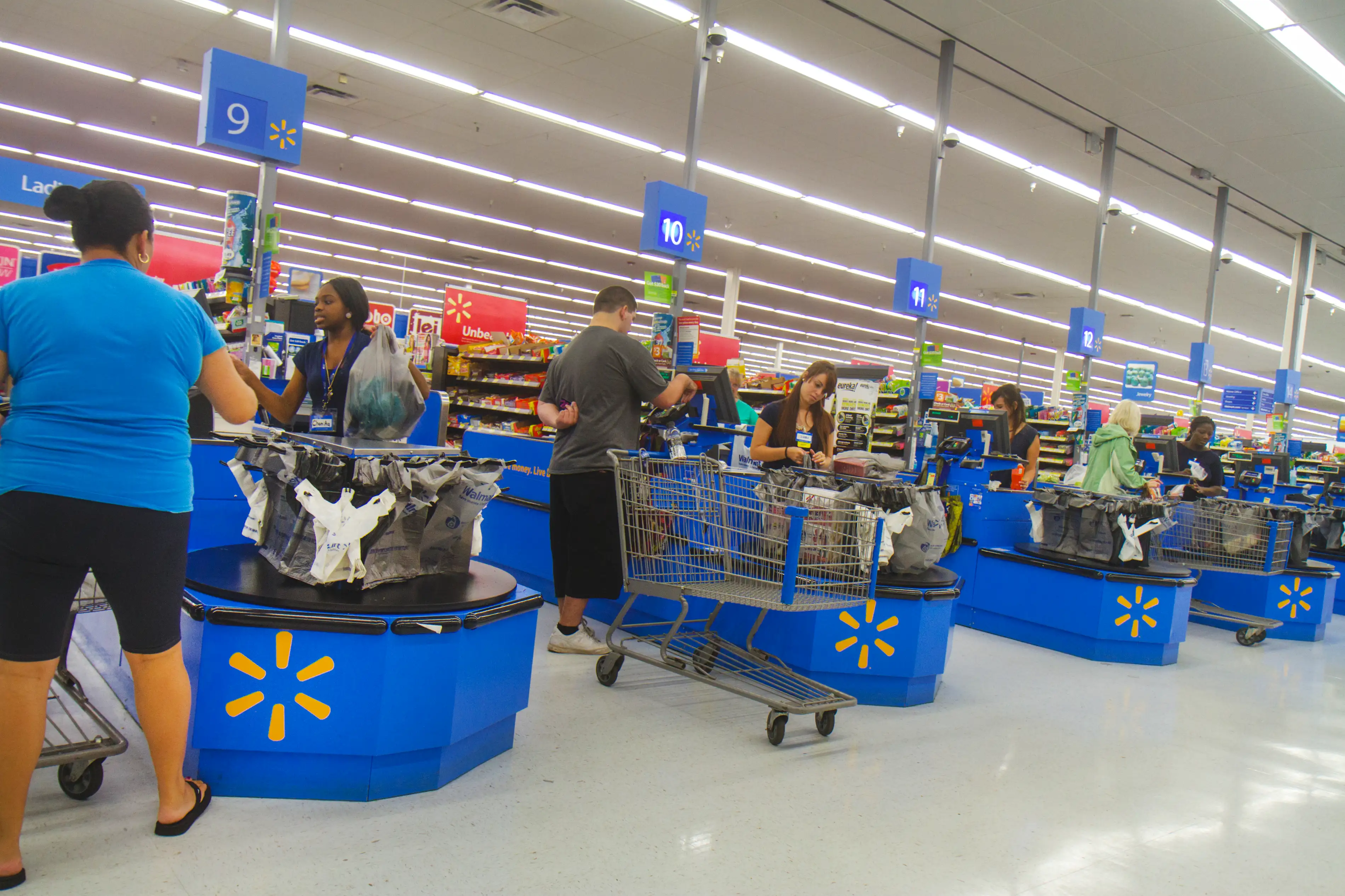 The check out inside Walmart.