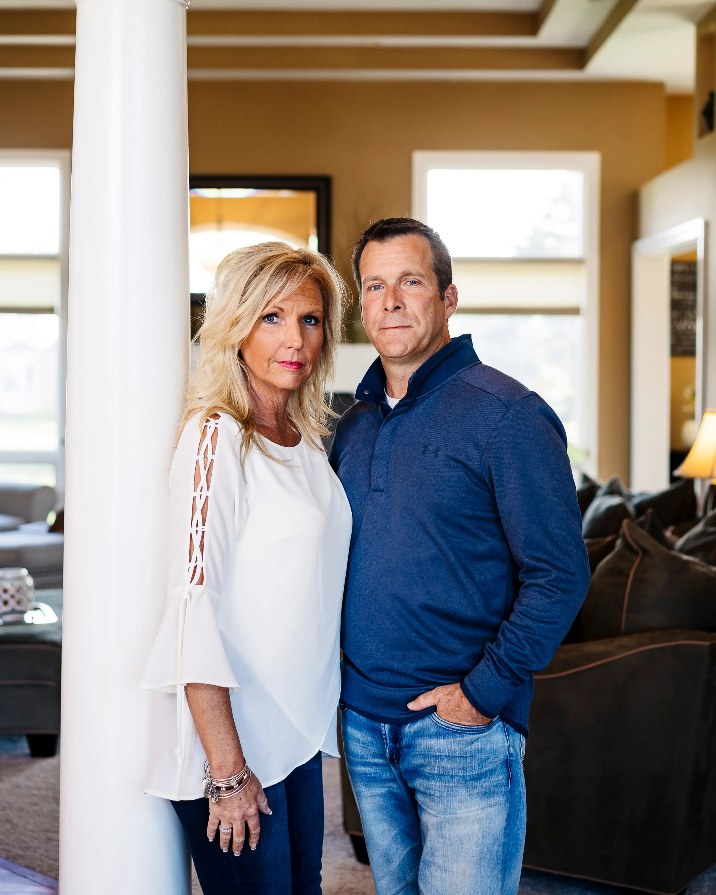 Katie Donovan and her husband, John, at their home in Macomb, Mich.