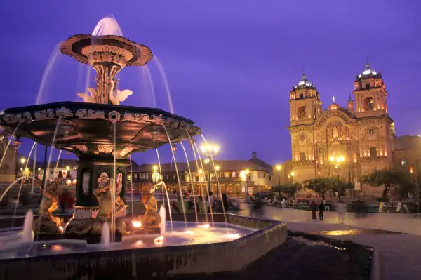 The famous Cathedral Basilica in the town square; Cuzco, Peru.