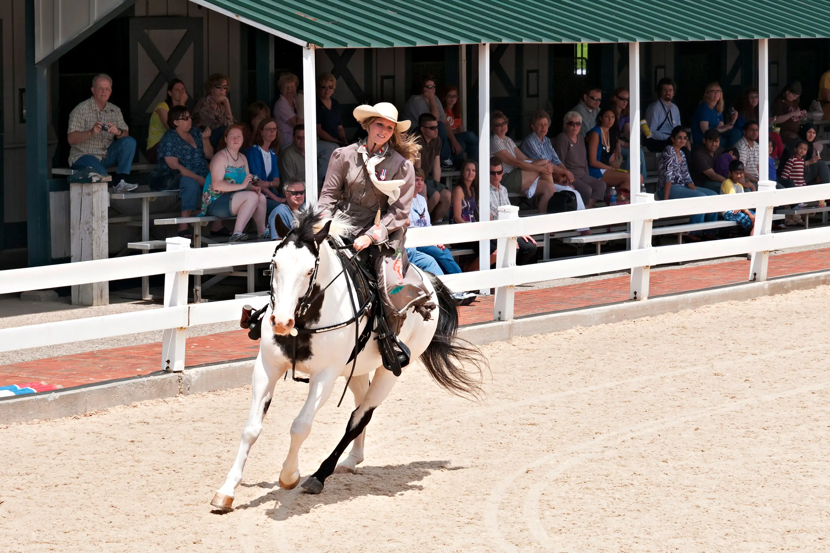 A professional rider performs at the Kentucky Horse Park.