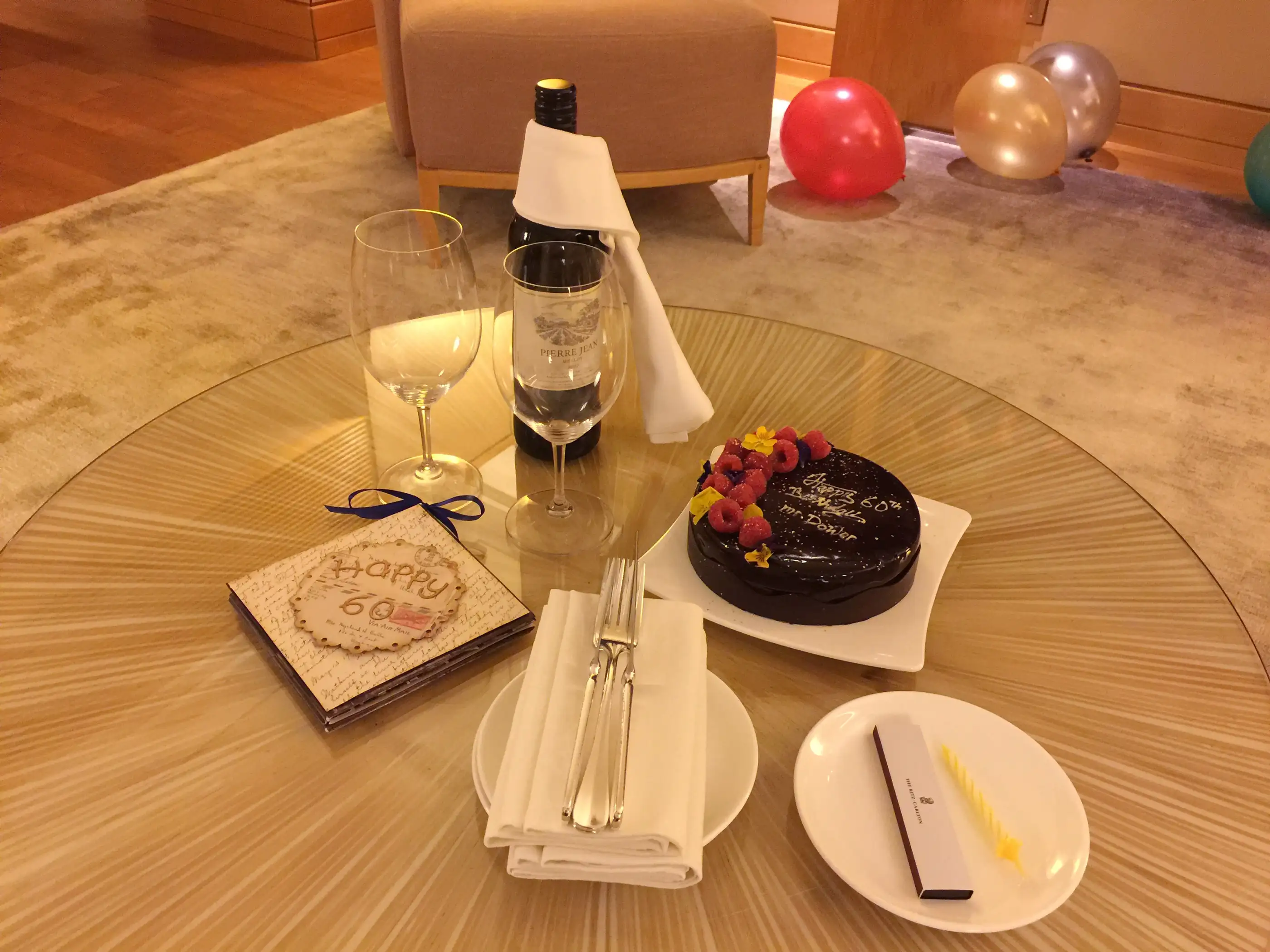 Welcome gift at the Ritz Carlton Singapore