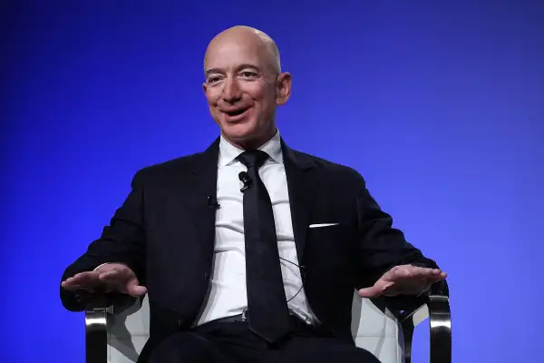 Amazon CEO Jeff Bezos, founder of space venture Blue Origin and owner of The Washington Post, participates in an event hosted by the Air Force Association September 19, 2018 in National Harbor, Maryland.