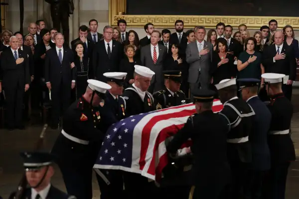 Congressional Leaders Host Arrival Ceremony At Capitol For Late President George H.W. Bush