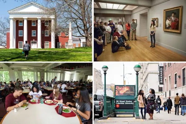 (clockwise from top left) Washington and Lee University; Williams College; Barnard College; Union College