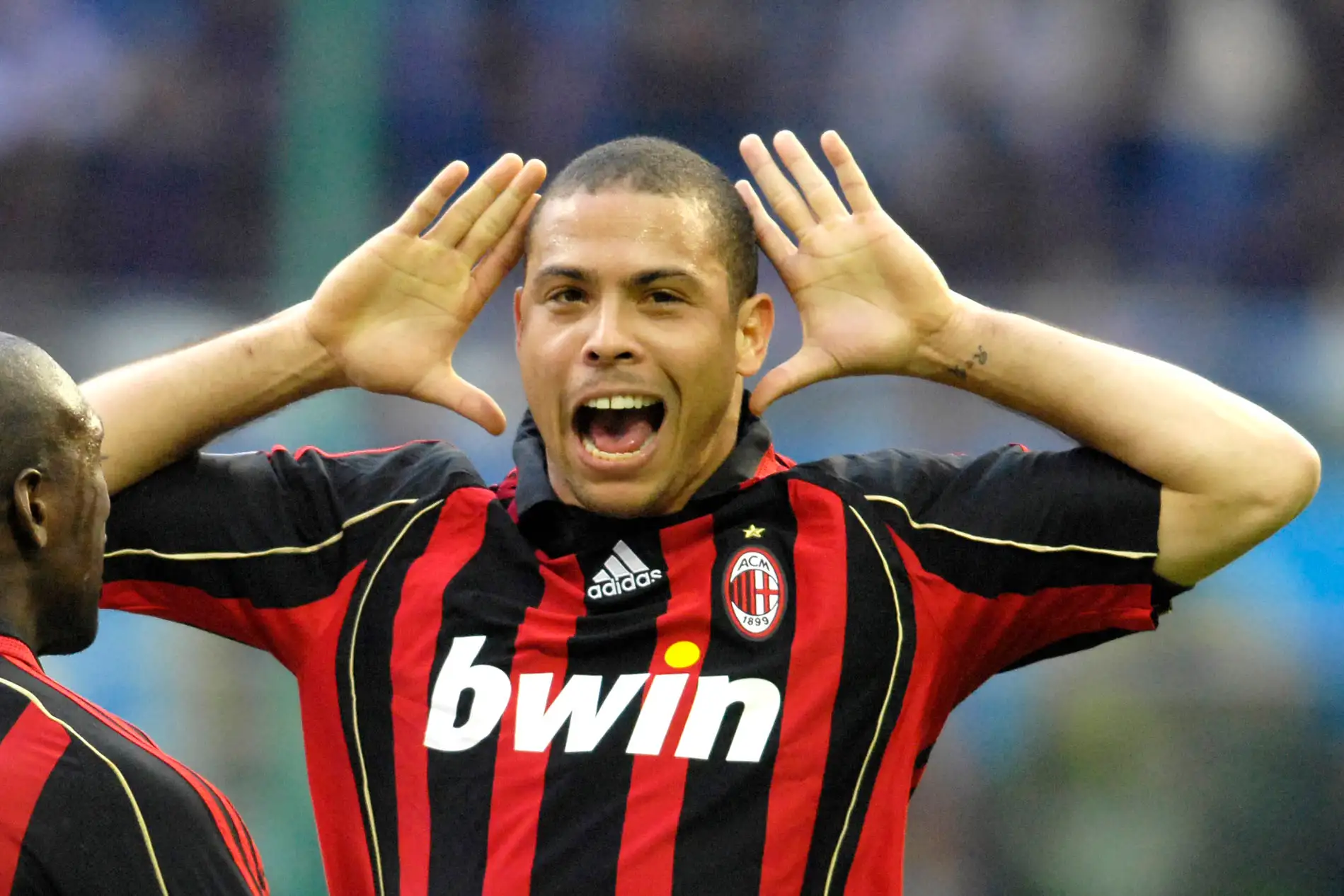 Ronaldo of AC Milan celebrates during the Serie A 2006/2007 28th round match between Inter of Milan and Milan played at the &quot;Giuseppe Meazza&quot; in Milan.
