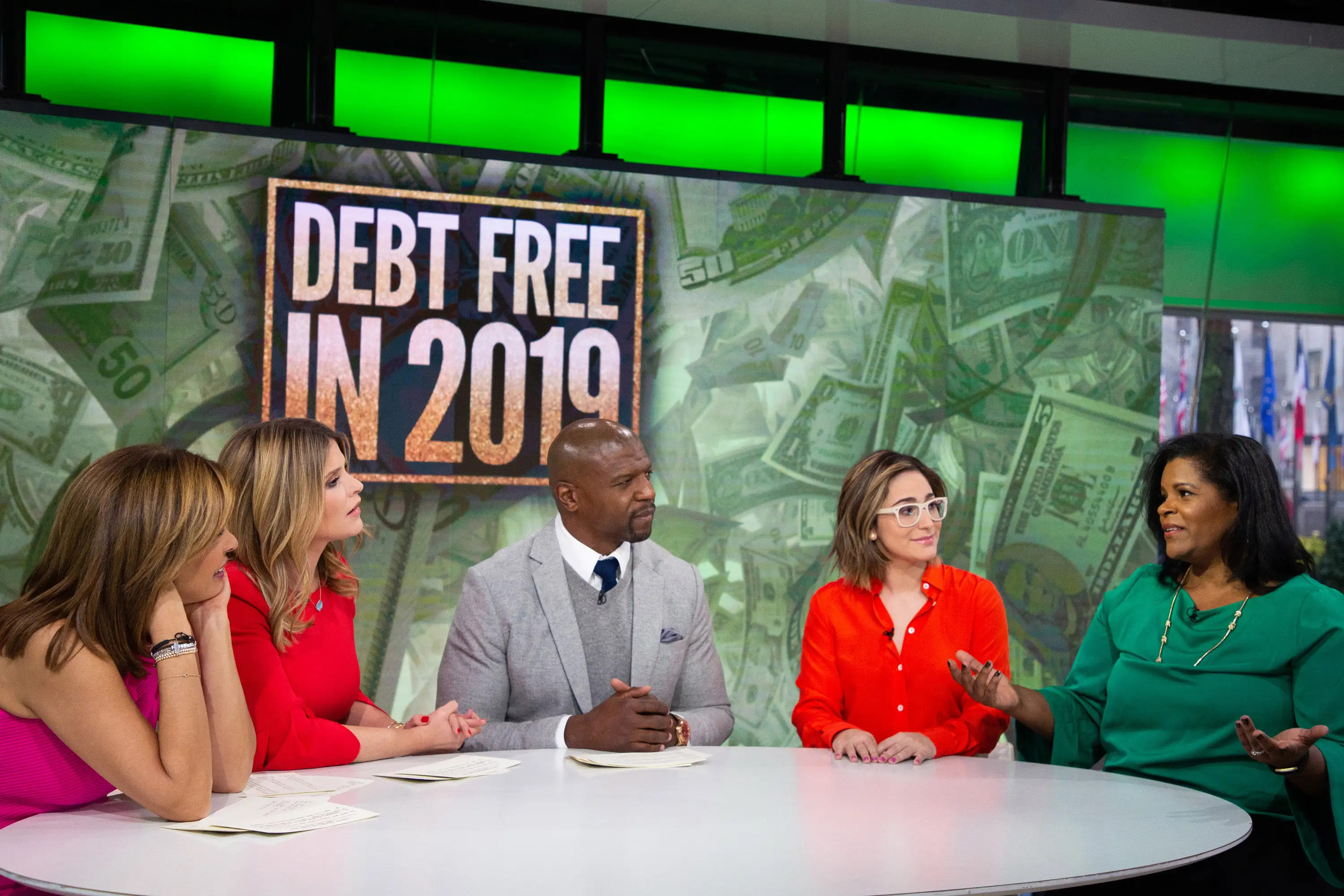 Hoda Kotb, Jenna Bush Hager, Terry Crews, Lynette Khalfani-Cox and Gaby Dunn on Tuesday, January 8, 2019.