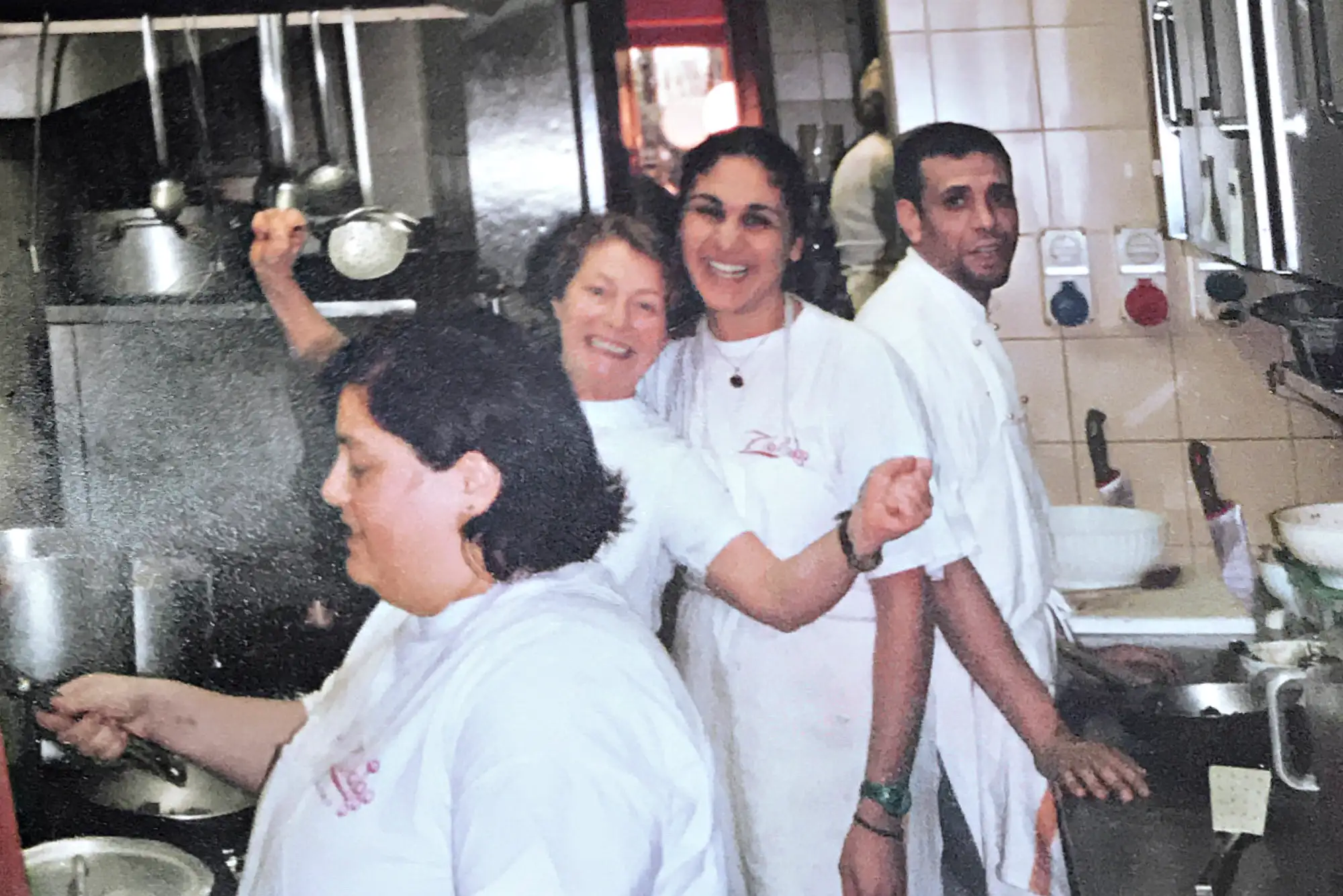 Nosrat in the kitchen at Trattoria Zibibbo in Florence, Italy, 2003.
