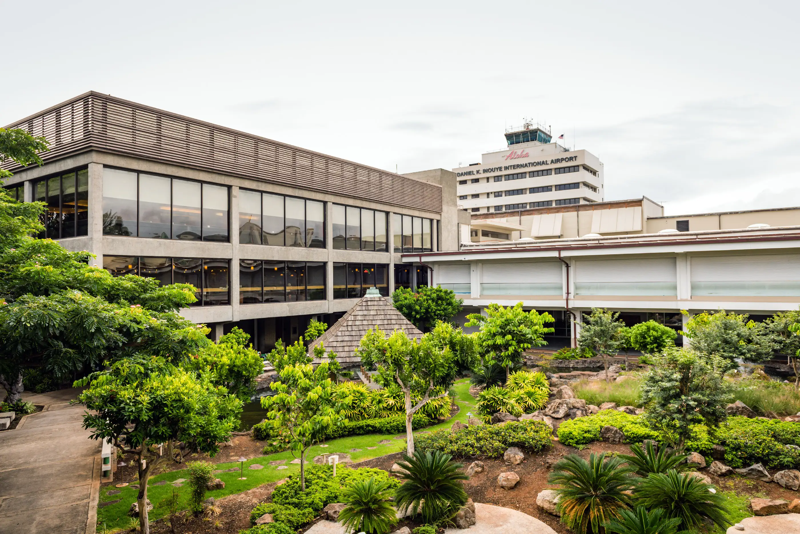 Cultural gardens at Daniel K. Inouye International Airport show Asian influence on Hawaiian culture, August 26, 2018.