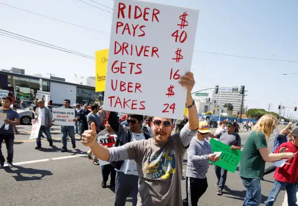 Uber drivers strike in Los Angeles, Redondo Beach, USA - 26 Mar 2019
