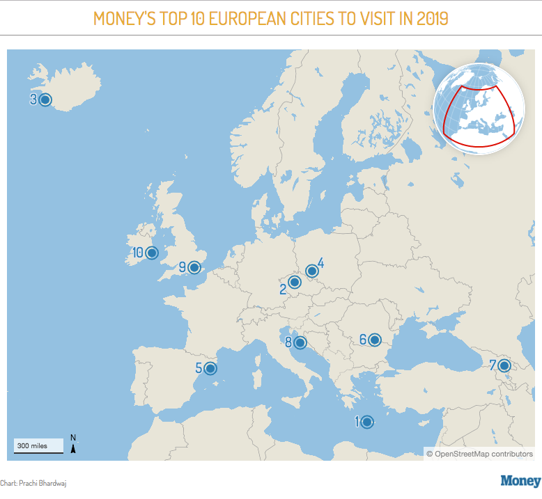 Map of Money's Top 10 European Cities to Visit in 2019