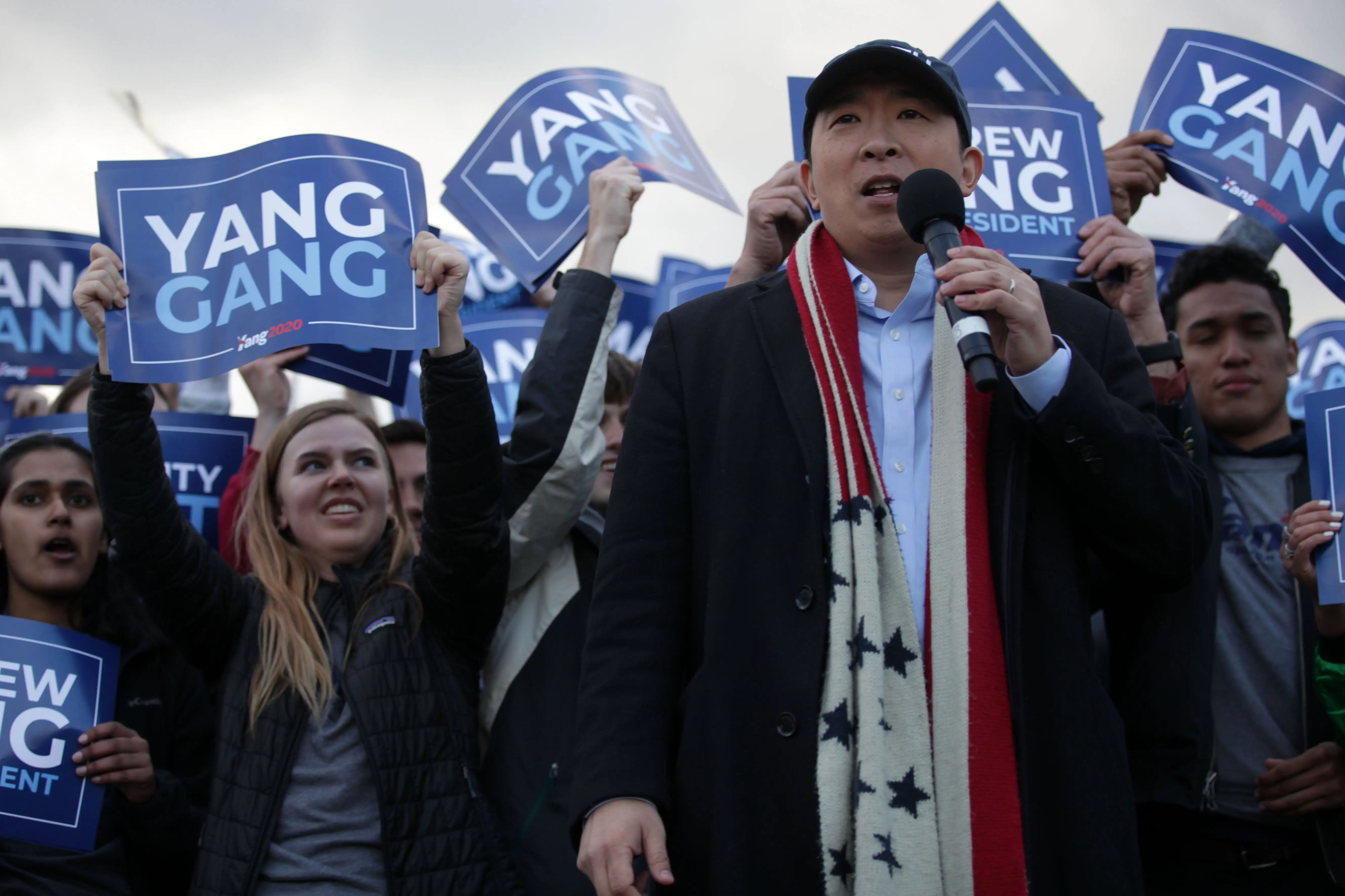 Presidential Candidate Andrew Yang Holds A Campaign Rally At The Lincoln Memorial