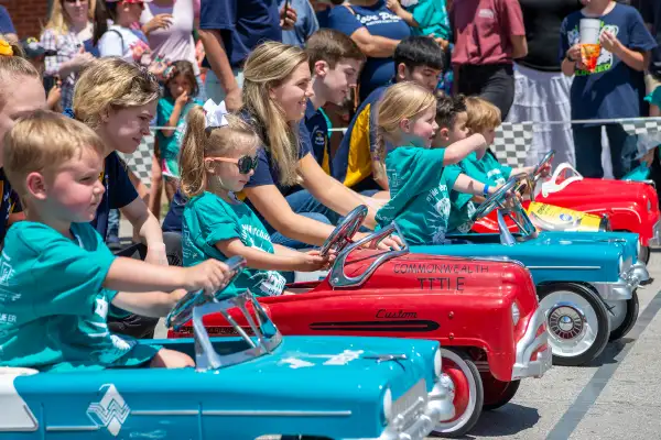 Children in miniature car race in Wylie, Texas