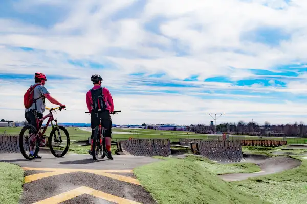 Two bikers on BMX track in Springdale, Arkansas