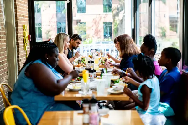 Families at lunch in Summerville, South Carolina