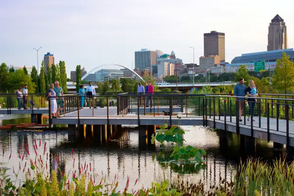 Waterfront foot bridge in Des Moines, Iowa