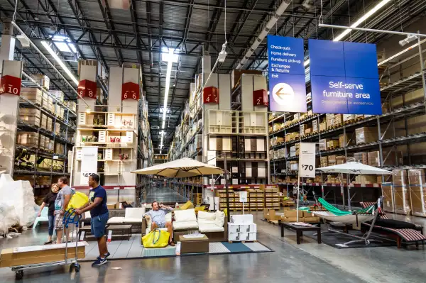 Florida, Miami, Ikea Store, self-serve shelves in Warehouse
