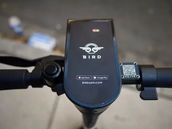 Handlebars Of A Bird Electric Dockless Scooter
