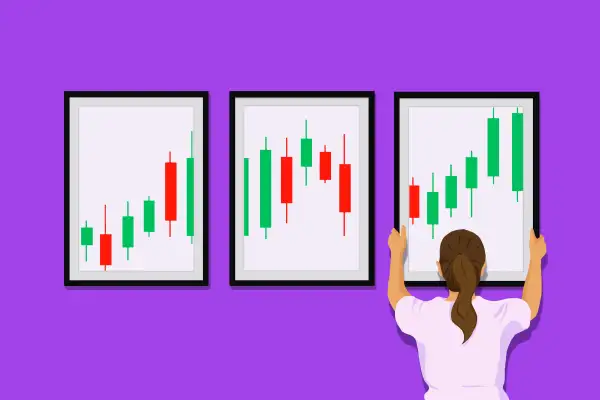 Trade Stock, A girl holding a stock trading frame