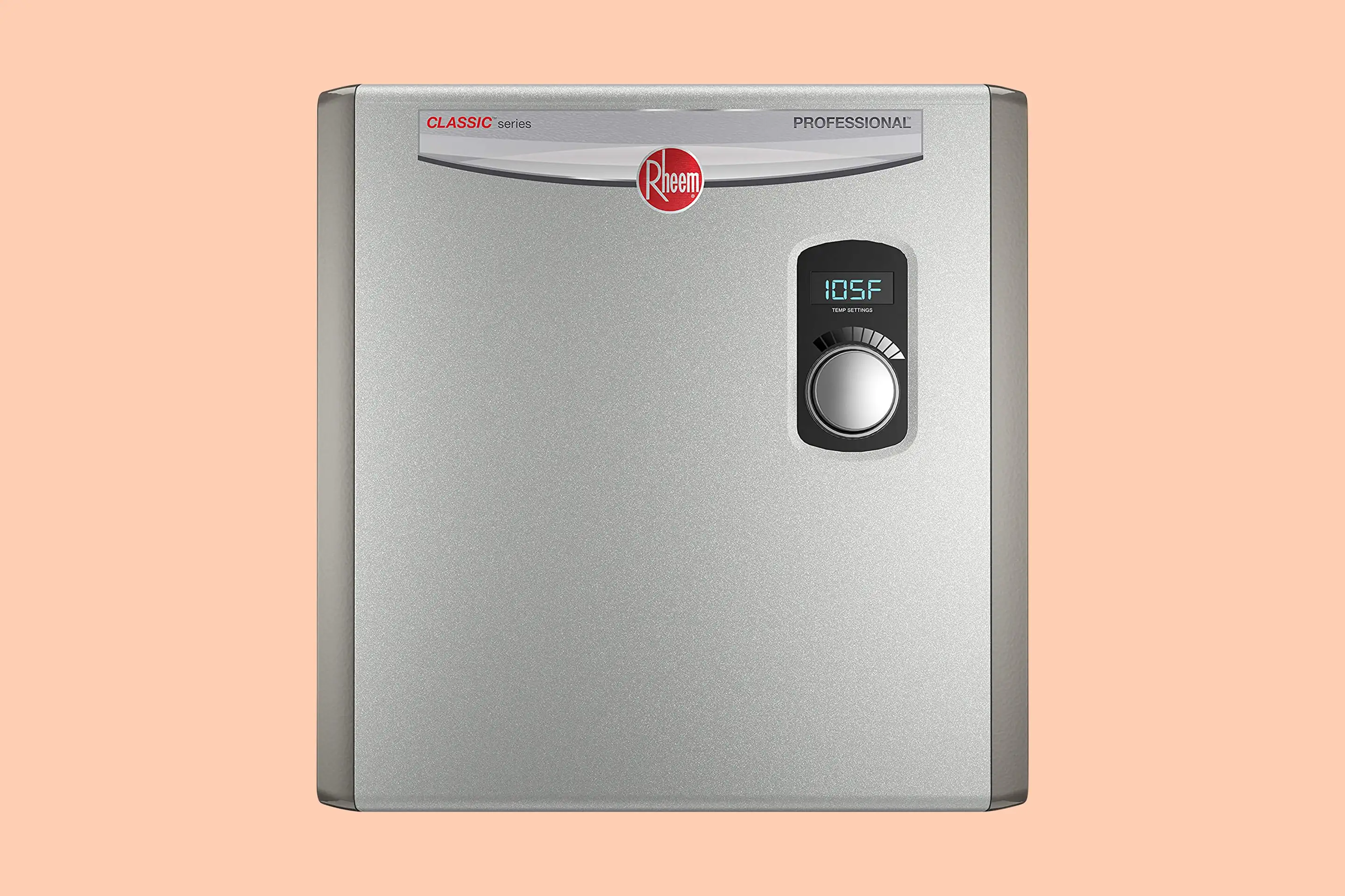 Silver Water Heater With Dial and Digital Temperature Display