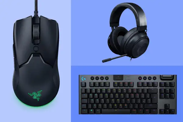 Razer Viper Mini Ultralight Gaming Mouse, Razer Kraken Tournament Edition Headphones, Logitech G915 TKL Gaming Keyboard