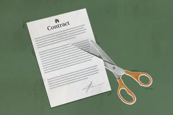 Scissors Cutting Up Contract Document