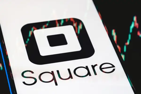 Close up of the Square logo on a smartphone