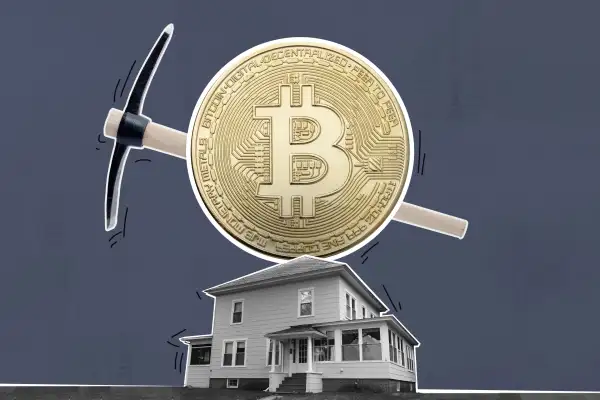 Oversized Bitcoin With Mining Pic A Small House