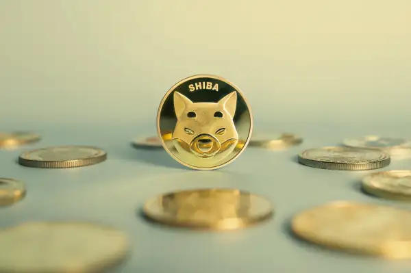 A Shiba Inu or Shib coin in the middle of other cryptocurrency coins