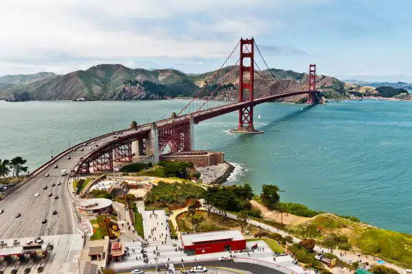 Aerial view of The Golden Gate Bridge in San Francisco