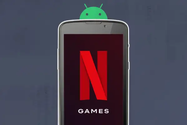 Android Icon On Top Of Phone With Netflix Games Logo