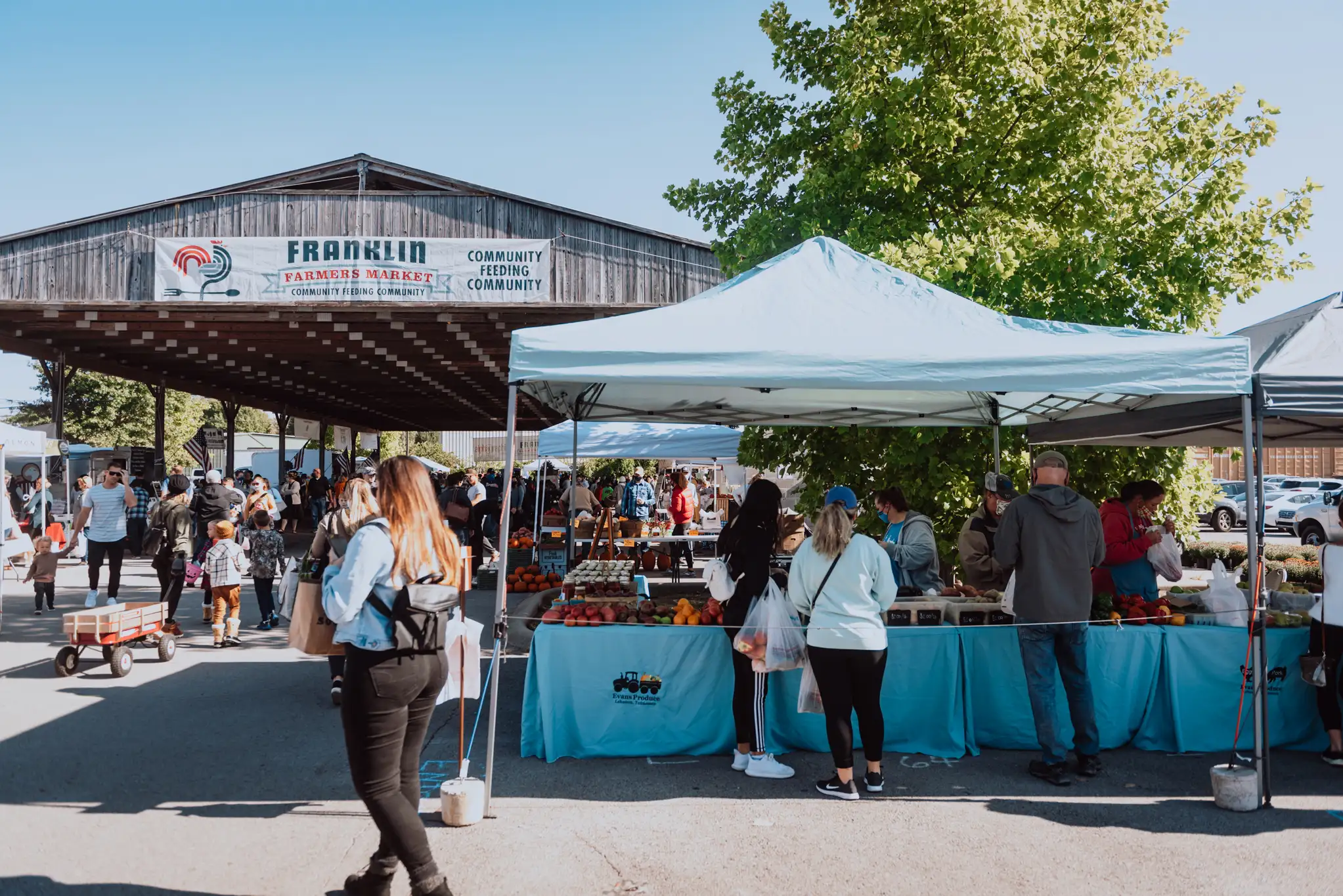 People shop locally at the Franklin Farmers Market in Tennessee