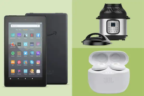 Amazon Fire 7 tablet 7  display 16 GB; Instant Pot Duo Crisp 11-in-1 Electric Pressure Cooker with Air Fryer Lid; JBL Tune 125TWS True Wireless In-Ear Headphones