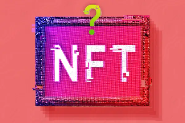 The Letters NFT Inside A Picture Frame With A Question Mark On Top