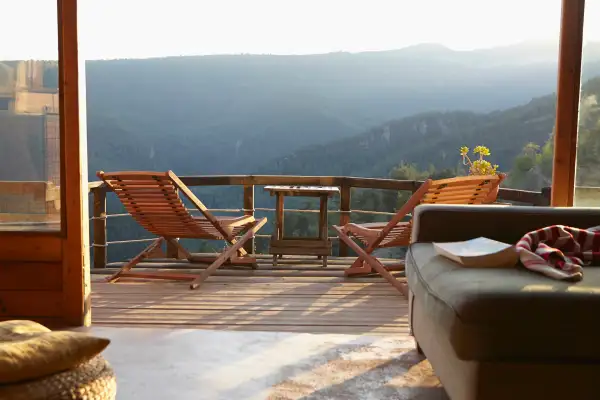 Photo of a balcony with a beautiful mountain view