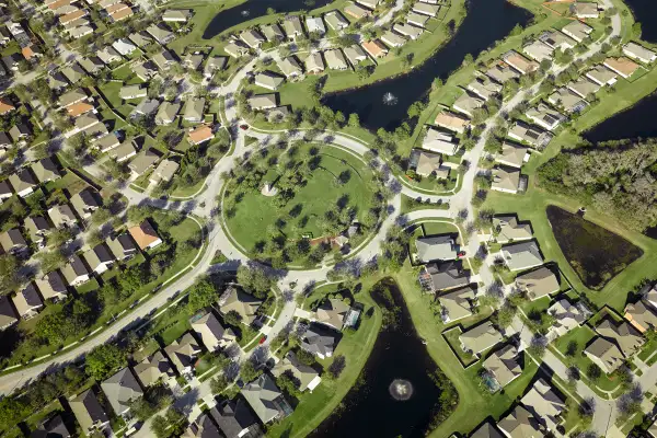 Aerial view of residences in Tampla, FL