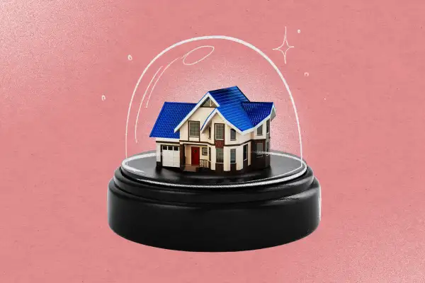 Photo illustration of a house inside a crystal globe