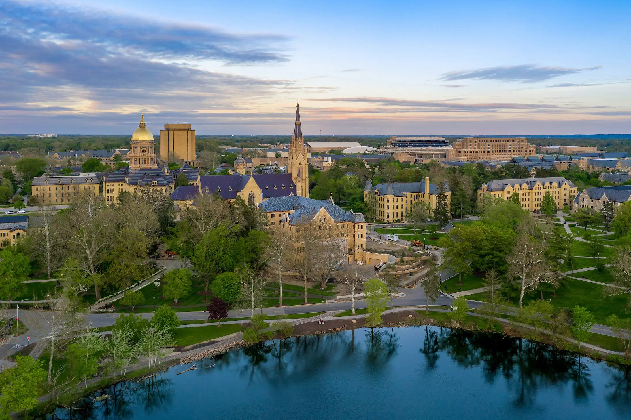 Aerial view of the Notre Dame campus