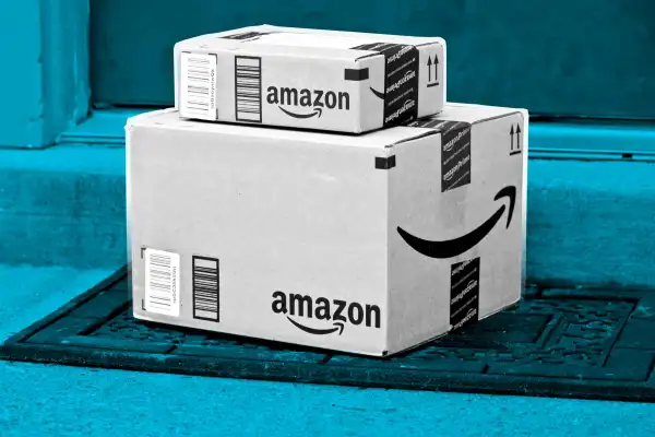 Amazon Packages In front Of An Apartment Entrance Door