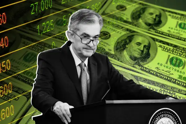 Photo illustration depicting Jerome Powell, chair of the Federal Reserve