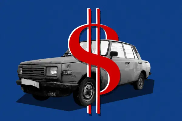Photo Illustration of a car with a big dollar sign in-front